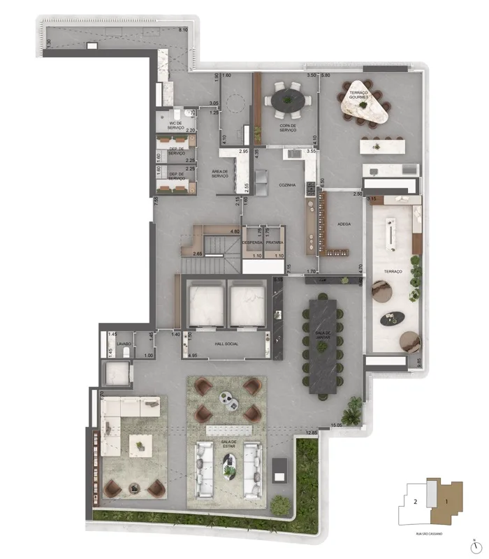 Vista Cyrela Furnished by Armani/Casa, planta 3