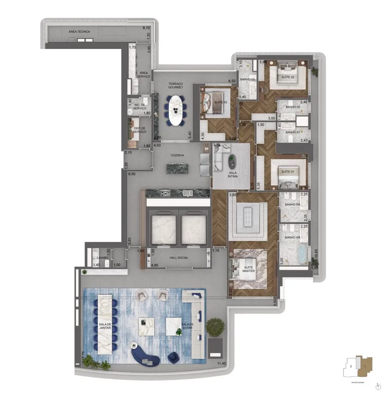 Vista Cyrela Furnished by Armani/Casa, planta 1
