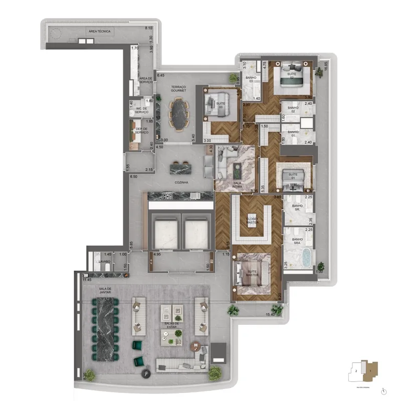 Vista Cyrela Furnished by Armani/Casa, planta 2